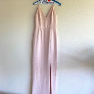 Ballet pink floor-length bridesmaid dress